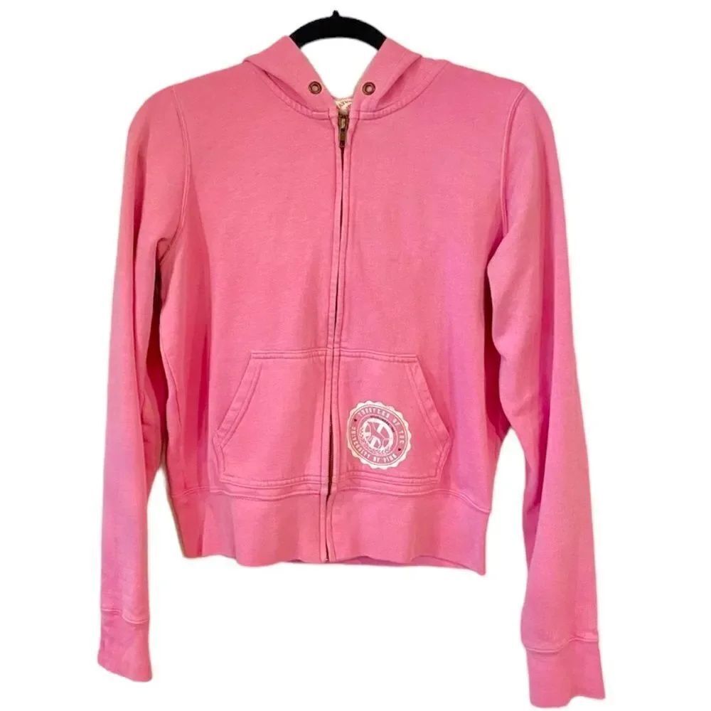 Y2K Rare Pink Victoria Secret Zip Up Hoody Casual Preppy Barbiecore Sweater